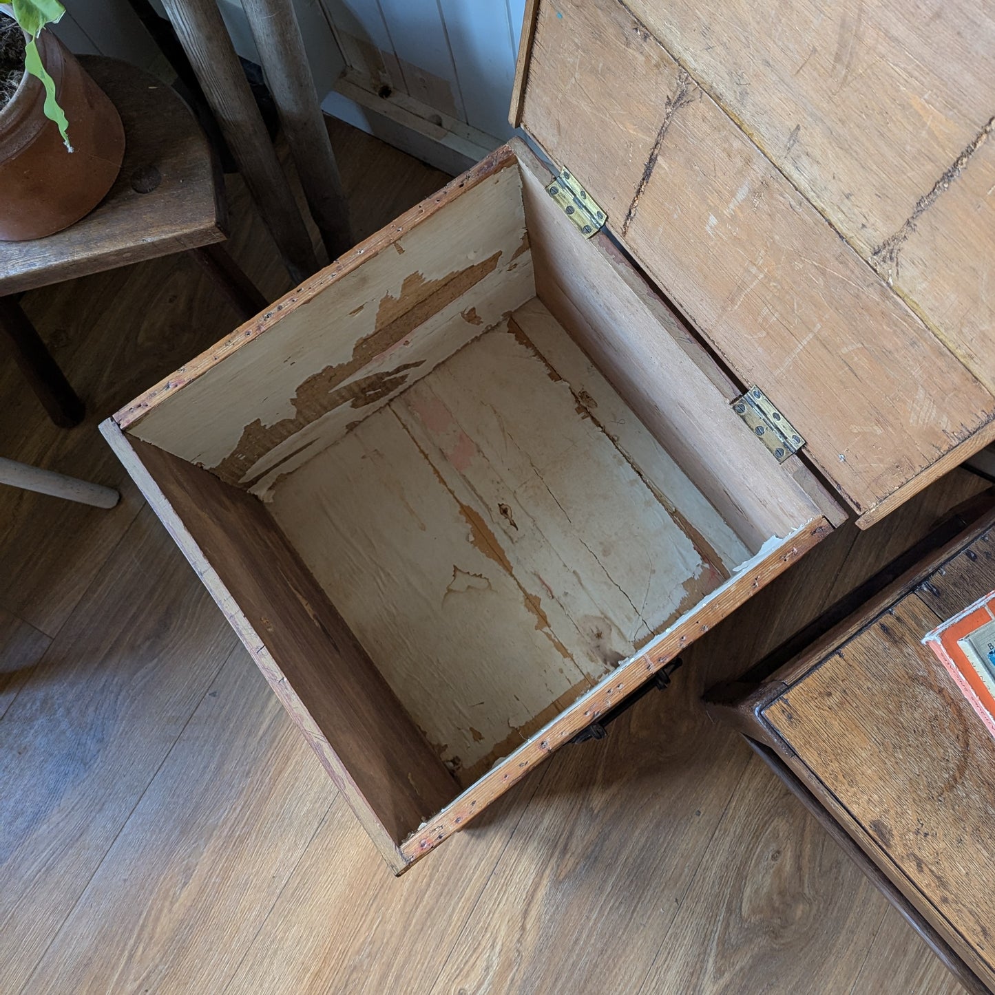 Small Antique Pine Trunk